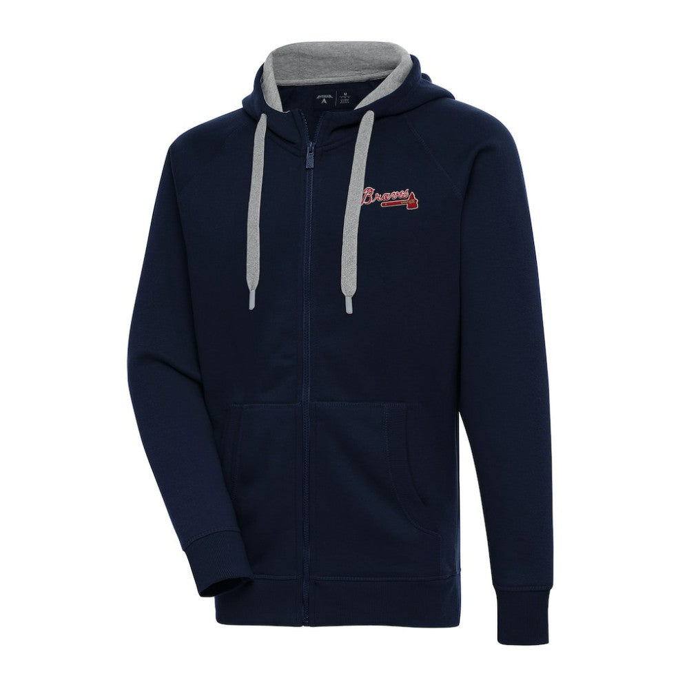 Atlanta Braves Antigua Big & Tall Victory Full-Zip Hoodie Jacket - Navy