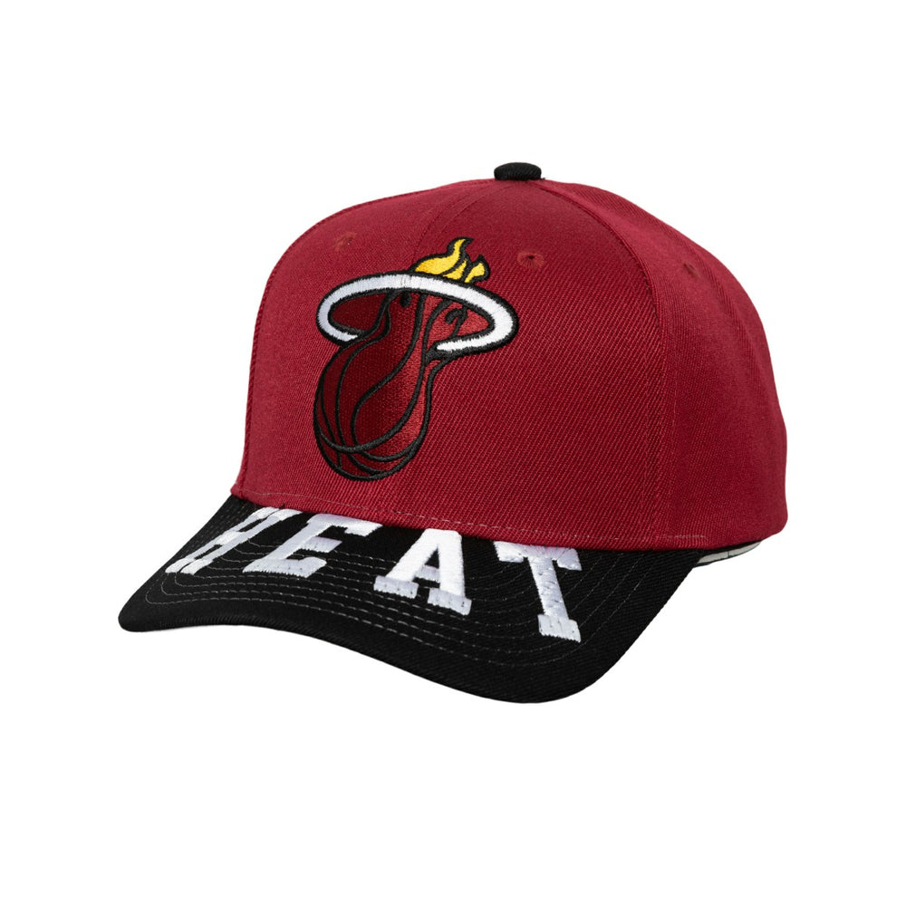 Miami Heat Underarch Two-Tone Pro Crown Snapback Hat - Red/Black | Mitchell & Ness cheap