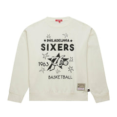 Philadelphia 76ers Women's Hardwood Classics Pullover Sweatshirt - Cream | Mitchell & Ness online