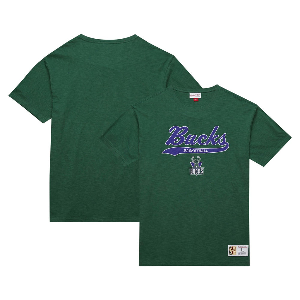 Milwaukee Bucks Hardwood Classics Felt Applique Slub T-Shirt - Green | Mitchell & Ness outlet