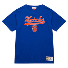New York Knicks Hardwood Classics Felt Applique Slub T-Shirt - Blue | Mitchell & Ness cheap