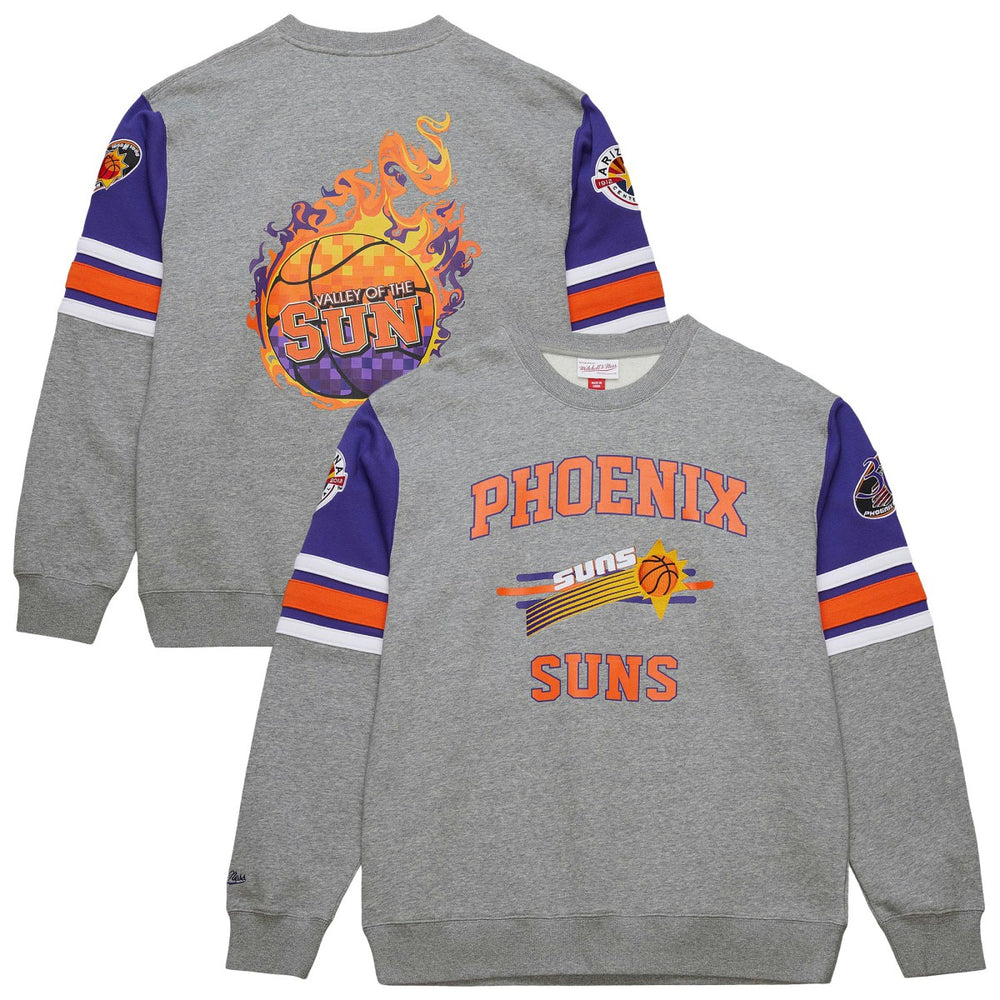 Phoenix Suns Hardwood Classics All Over 4.0 Pullover Sweatshirt - Heather Gray | Mitchell & Ness on sale
