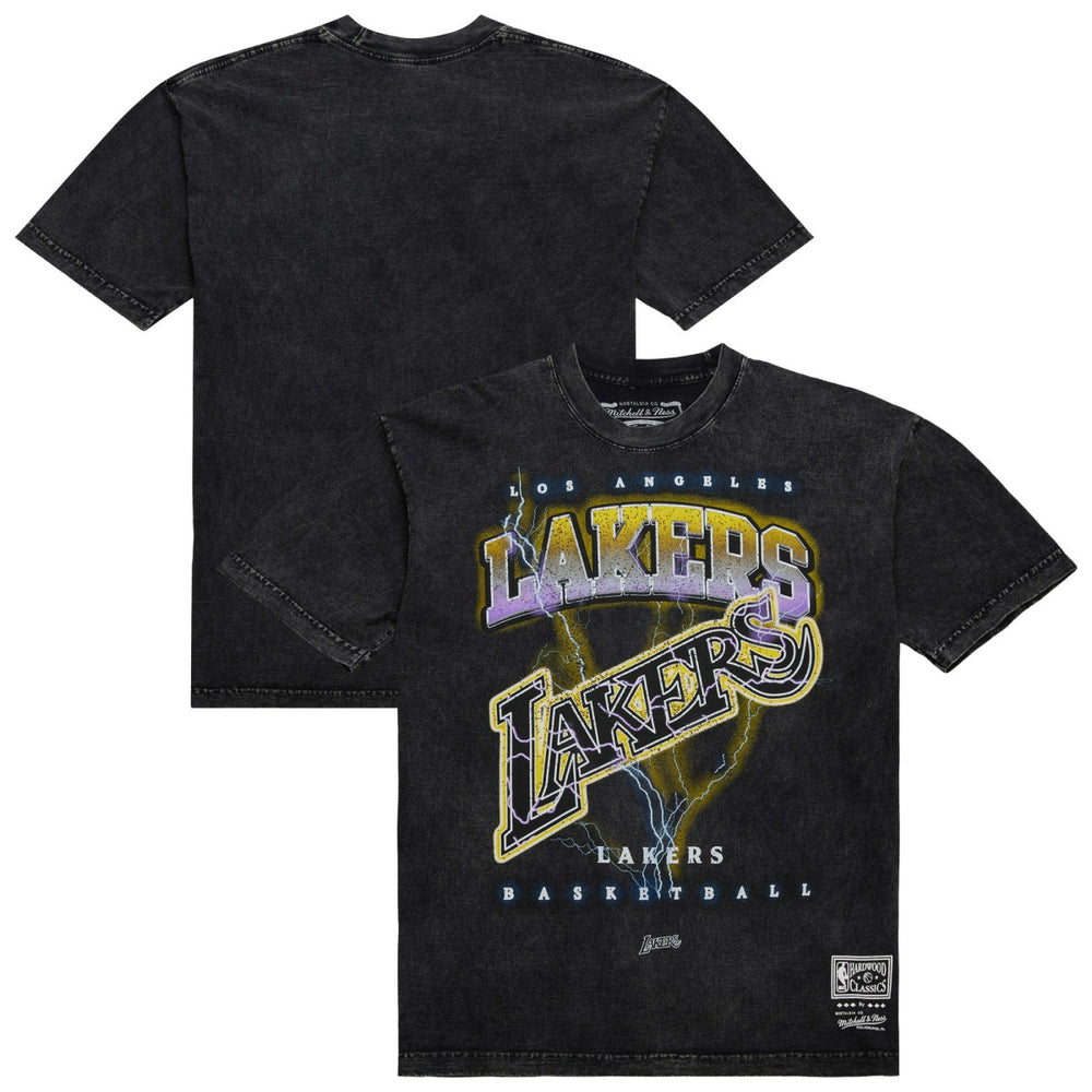 Los Angeles Lakers Unisex Hardwood Classics Vintage Voltage Premium Heavyweight T-Shirt - Black | Mitchell & Ness sale