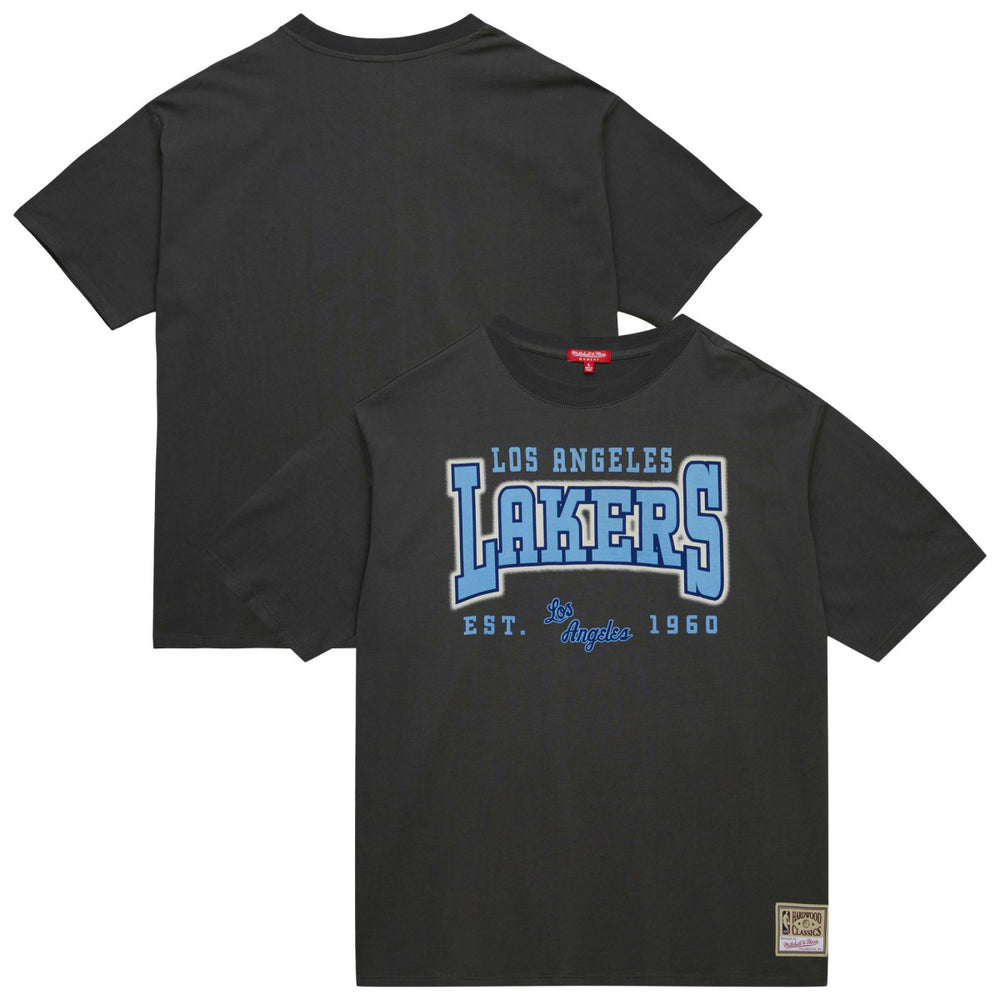 Los Angeles Lakers Women's Hardwood Classics Oversized Boyfriend T-Shirt - Charcoal | Mitchell & Ness cheap