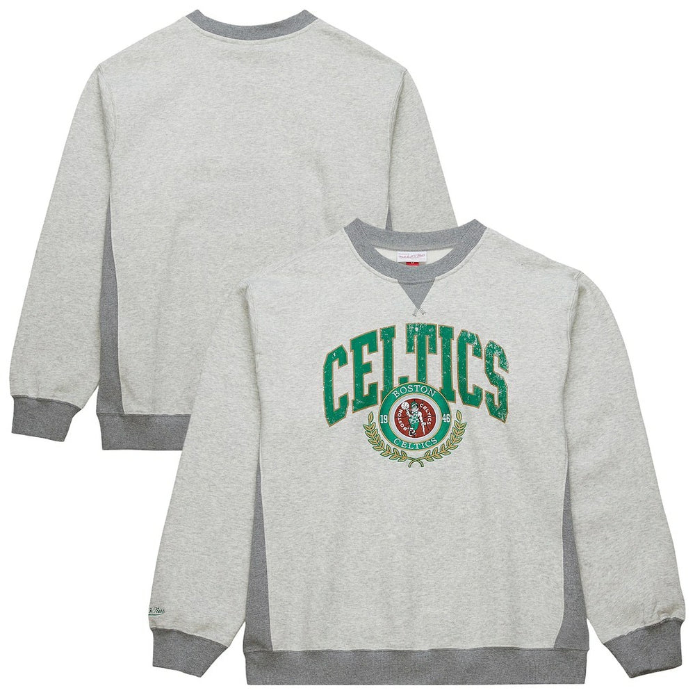 Boston Celtics Vintage Logo Pullover Sweatshirt - Heather Gray | Mitchell & Ness online