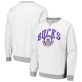 Milwaukee Bucks Vintage Logo Pullover Sweatshirt - Heather Gray | Mitchell & Ness on sale