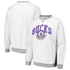 Milwaukee Bucks Vintage Logo Pullover Sweatshirt - Heather Gray | Mitchell & Ness on sale