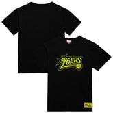 Philadelphia 76ers Hardwood Classics Neon Nights Premium T-Shirt - Black | Mitchell & Ness on sale