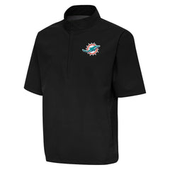 Miami Dolphins Antigua Brisk Short Sleeve Quarter-Zip Windshirt - Black outlet
