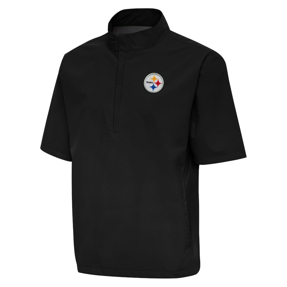 Pittsburgh Steelers Antigua Brisk Short Sleeve Quarter-Zip Windshirt - Black discount