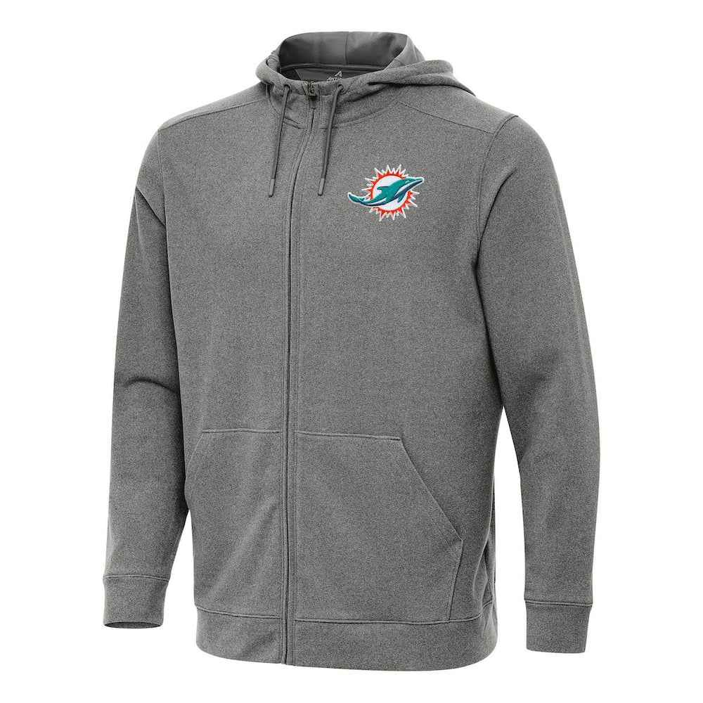Miami Dolphins Antigua Effortless Full-Zip Hoodie - Heather Black outlet