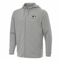 Green Bay Packers Antigua Effortless Full-Zip Hoodie - Heather Gray for sale