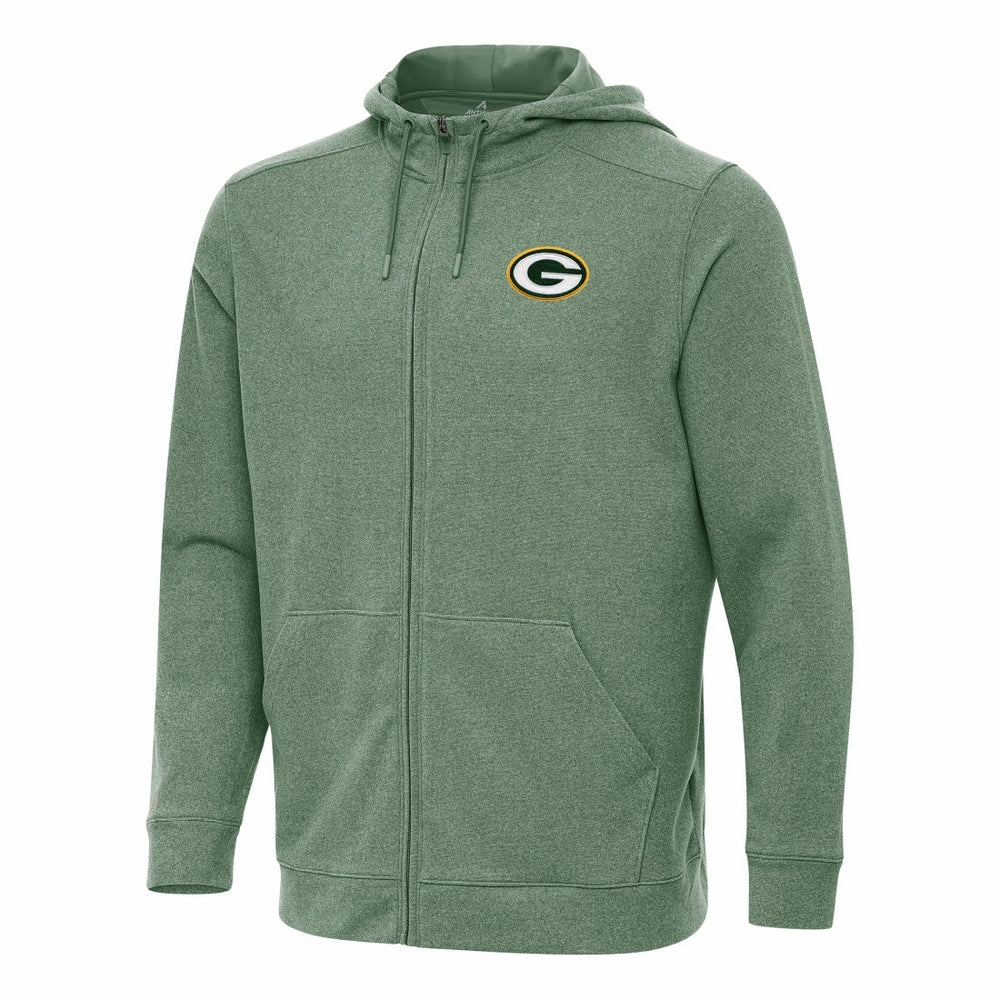 Green Bay Packers Antigua Effortless Full-Zip Hoodie - Heather Green sale