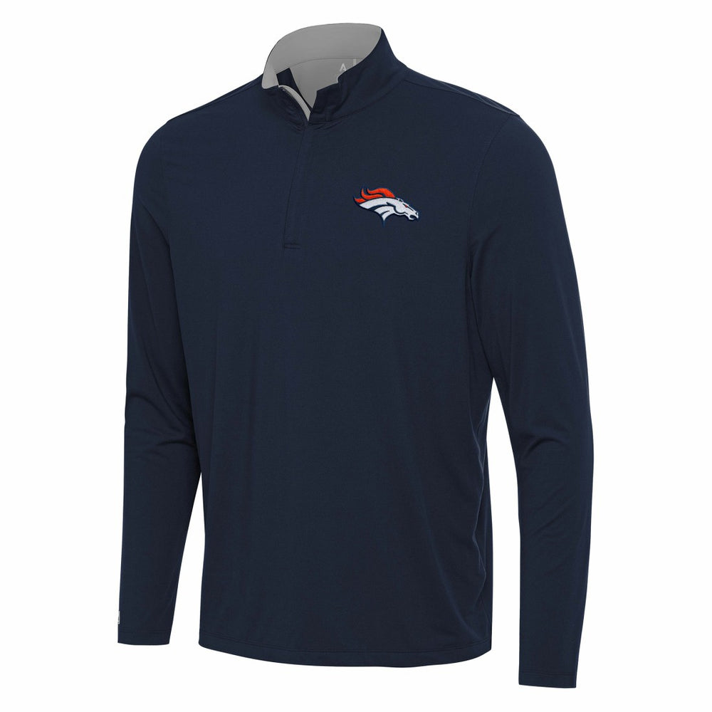 Denver Broncos Antigua Content Quarter-Zip Pullover Top - Navy/Gray online