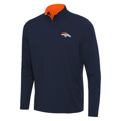 Denver Broncos Antigua Content Quarter-Zip Pullover Top - Navy/Orange on sale