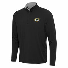 Green Bay Packers Antigua Content Quarter-Zip Pullover Top - Black/Gray for sale