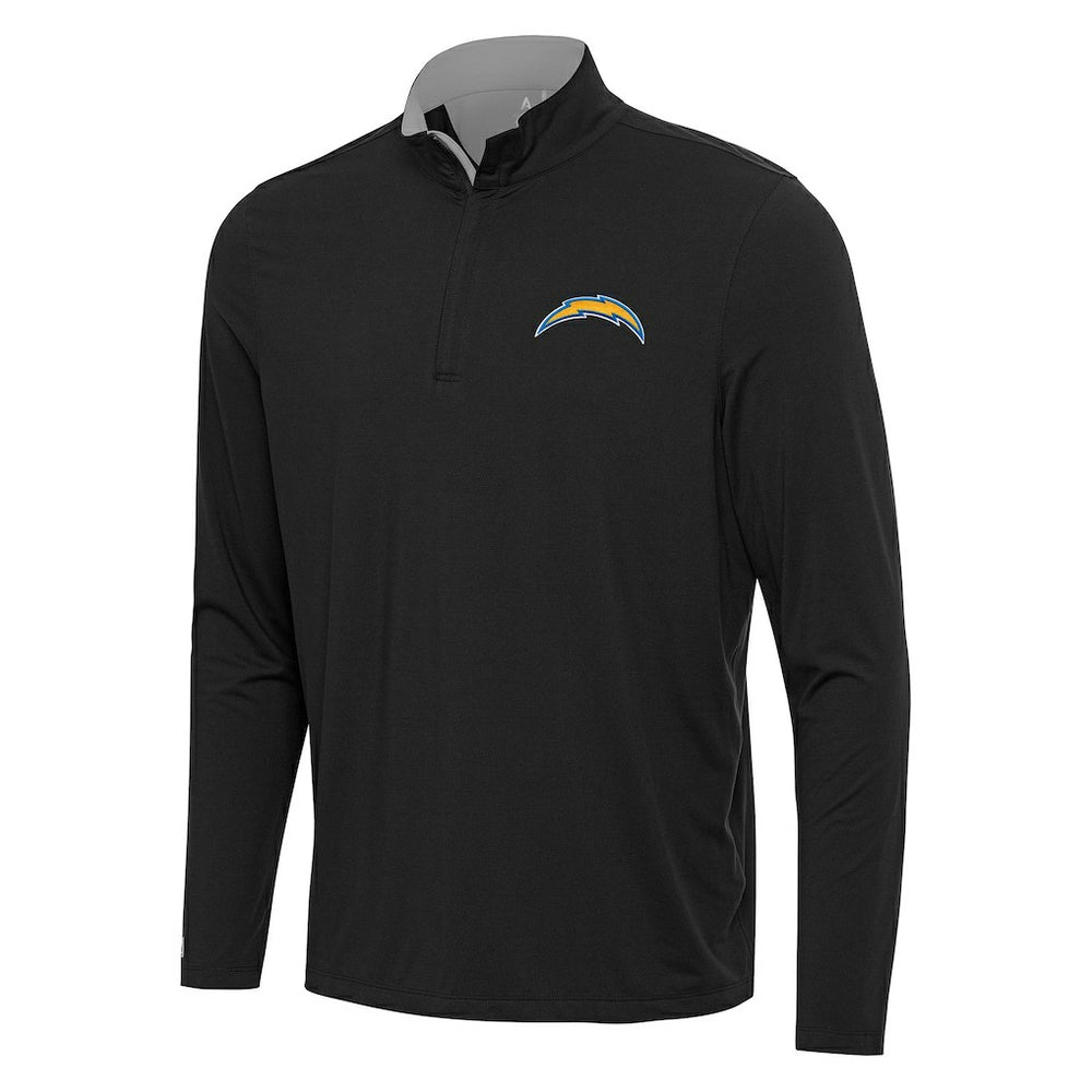 Los Angeles Chargers Antigua Content Quarter-Zip Pullover Top - Black/Gray outlet