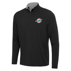 Miami Dolphins Antigua Content Quarter-Zip Pullover Top - Black/Gray discount