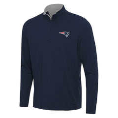 New England Patriots Antigua Content Quarter-Zip Pullover Top - Navy/Gray online