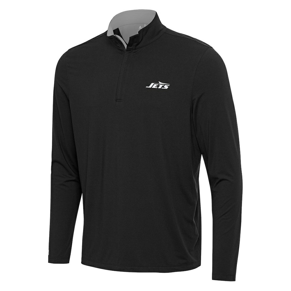 New York Jets Antigua Content Quarter-Zip Pullover Top - Black/Gray discount