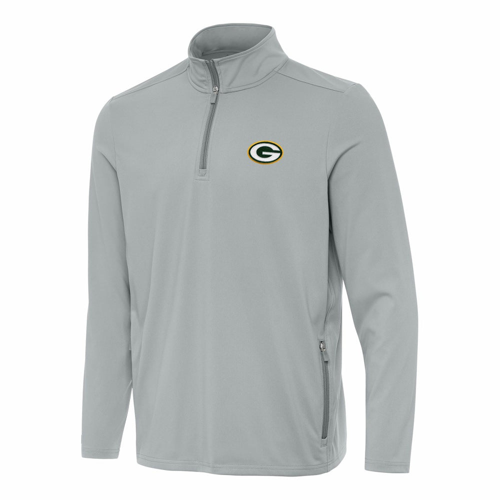 Green Bay Packers Antigua Perilous Quarter-Zip Pullover Top - Gray sale