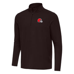 Cleveland Browns Antigua Intent Quarter-Zip Pullover Top - Brown for sale