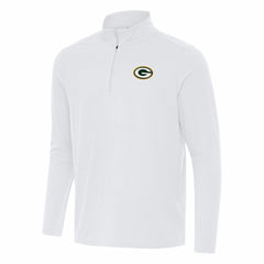 Green Bay Packers Antigua Intent Quarter-Zip Pullover Top - White on sale