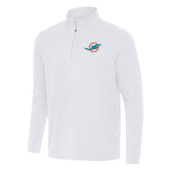 Miami Dolphins Antigua Intent Quarter-Zip Pullover Top - White sale
