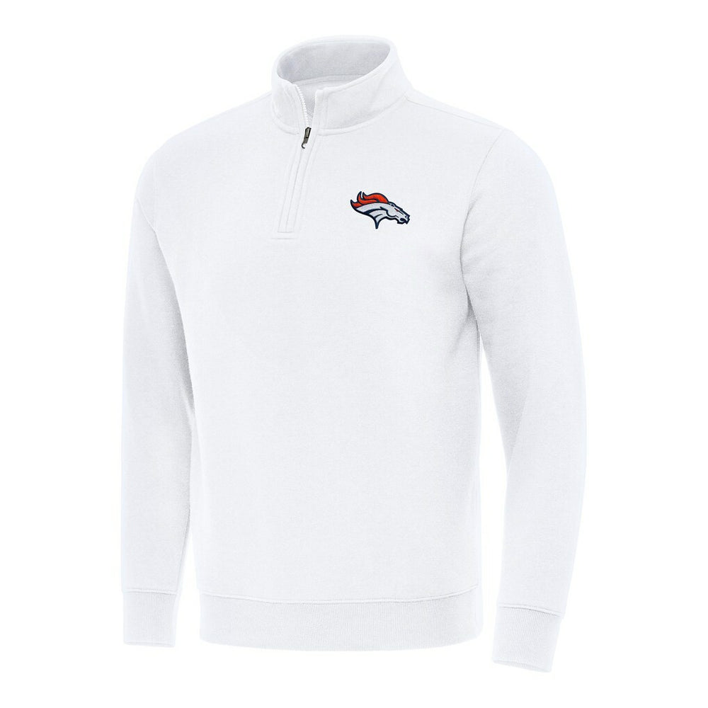 Denver Broncos Antigua Victory Quarter-Zip Pullover Top - White for sale