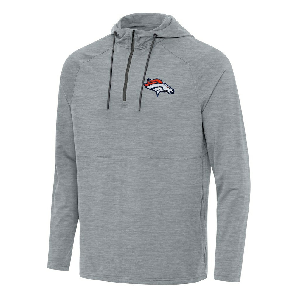Denver Broncos Antigua Spikes Quarter-Zip Pullover Hoodie - Heather Gray outlet