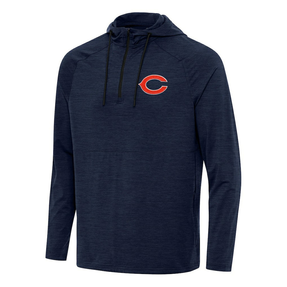 Chicago Bears Antigua Spikes Quarter-Zip Pullover Hoodie - Heather Navy outlet
