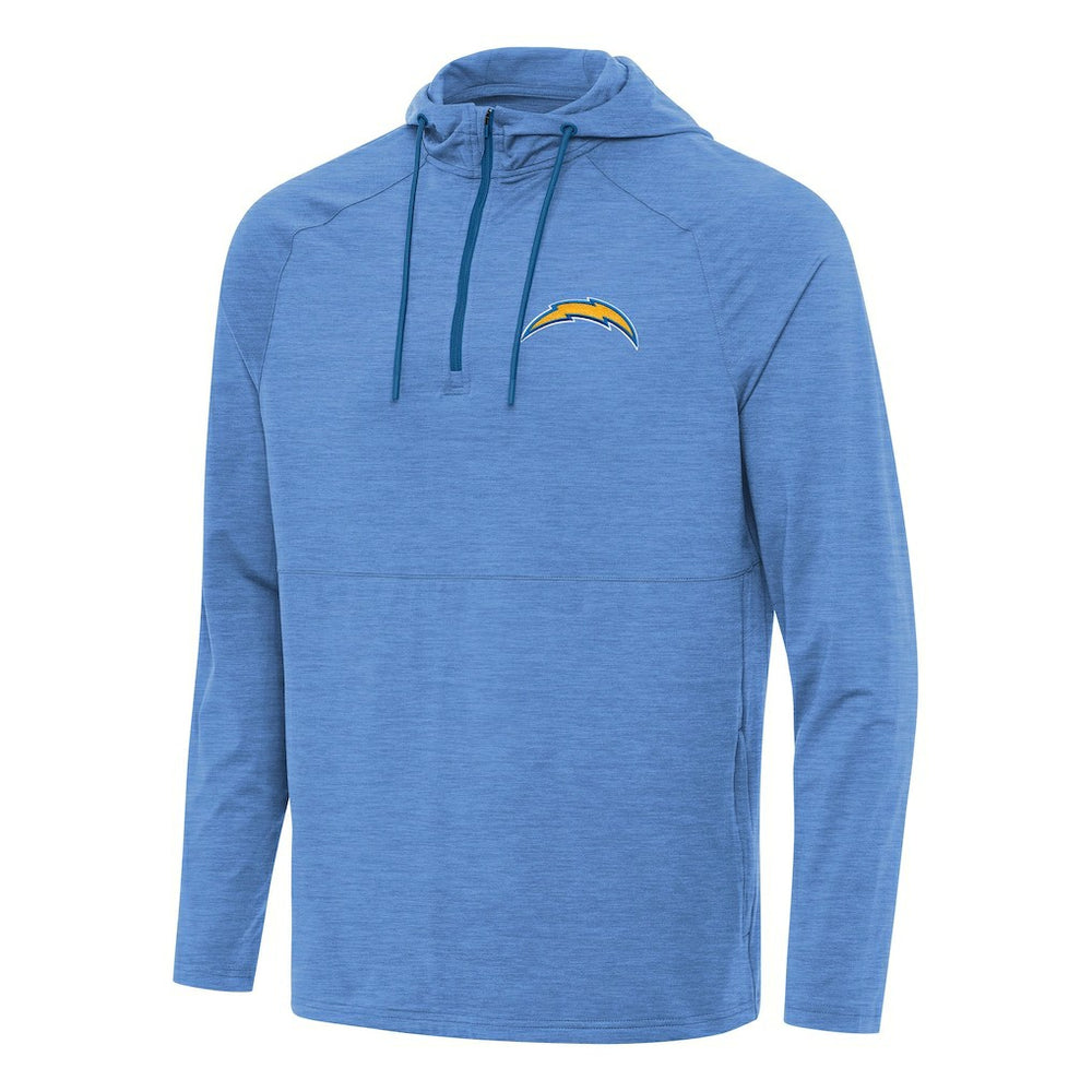 Los Angeles Chargers Antigua Spikes Quarter-Zip Pullover Hoodie - Heather Powder Blue on sale