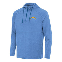 Los Angeles Chargers Antigua Spikes Quarter-Zip Pullover Hoodie - Heather Powder Blue on sale