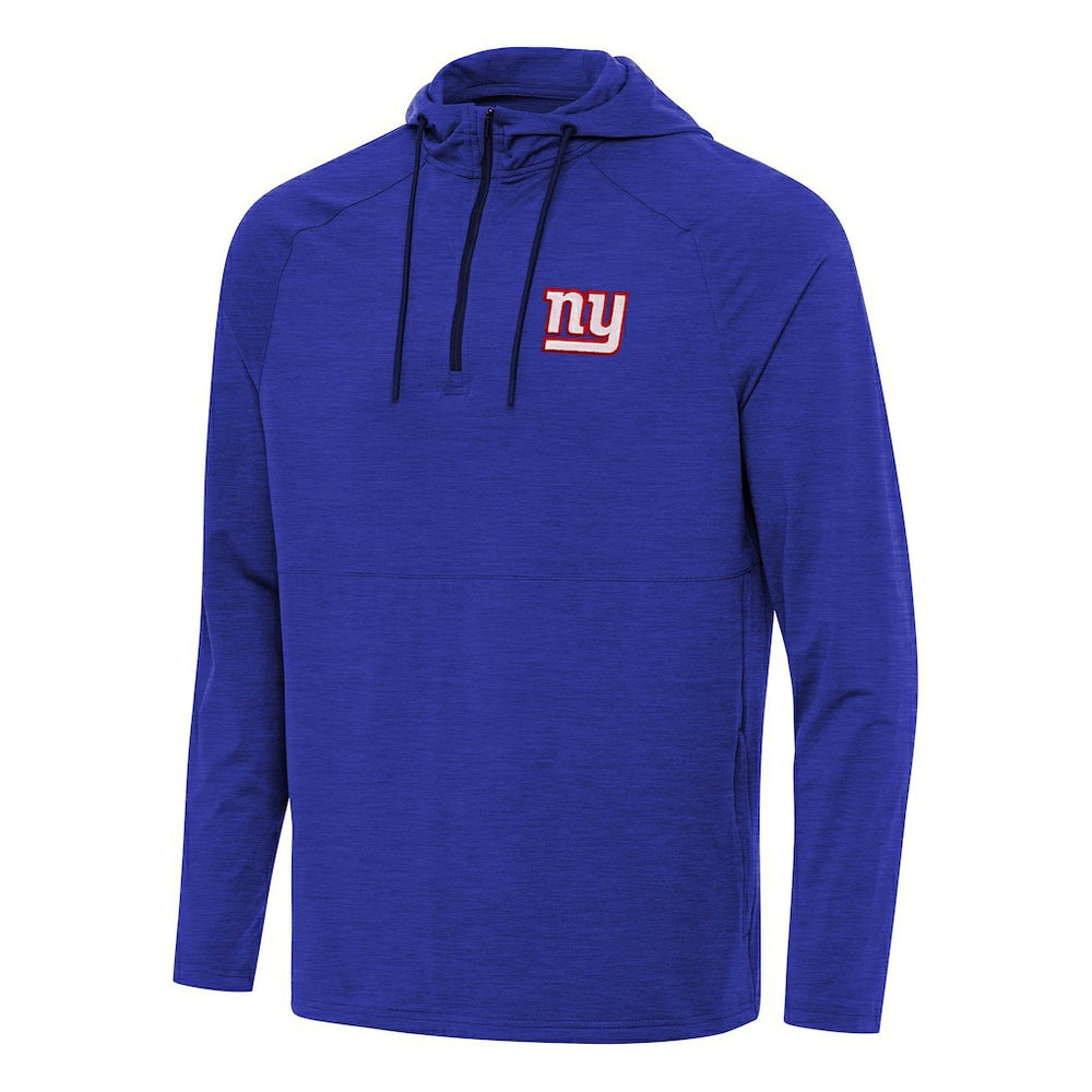 New York Giants Antigua Spikes Quarter-Zip Pullover Hoodie - Heather Royal on sale