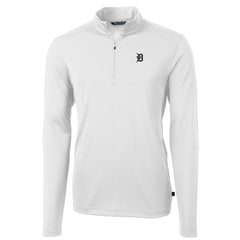 Detroit Tigers Cutter & Buck Virtue Eco Pique Quarter-Zip Jacket - White