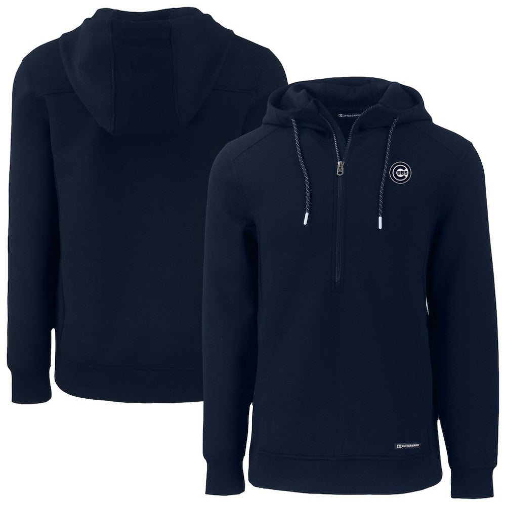 Chicago Cubs Cutter & Buck Roam Eco Recycled Half-Zip Pullover Hoodie - Navy