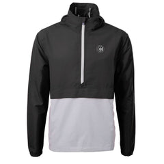 Chicago Cubs Cutter & Buck Charter Eco Recycled Anorak Half-Zip Hoodie Jacket - Black/Gray