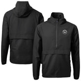 New York Mets Cutter & Buck Charter Eco Recycled Anorak Half-Zip Hoodie Jacket - Black