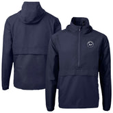 New York Mets Cutter & Buck Charter Eco Recycled Anorak Half-Zip Hoodie Jacket - Navy