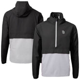 San Diego Padres Cutter & Buck Charter Eco Recycled Anorak Half-Zip Hoodie Jacket - Black