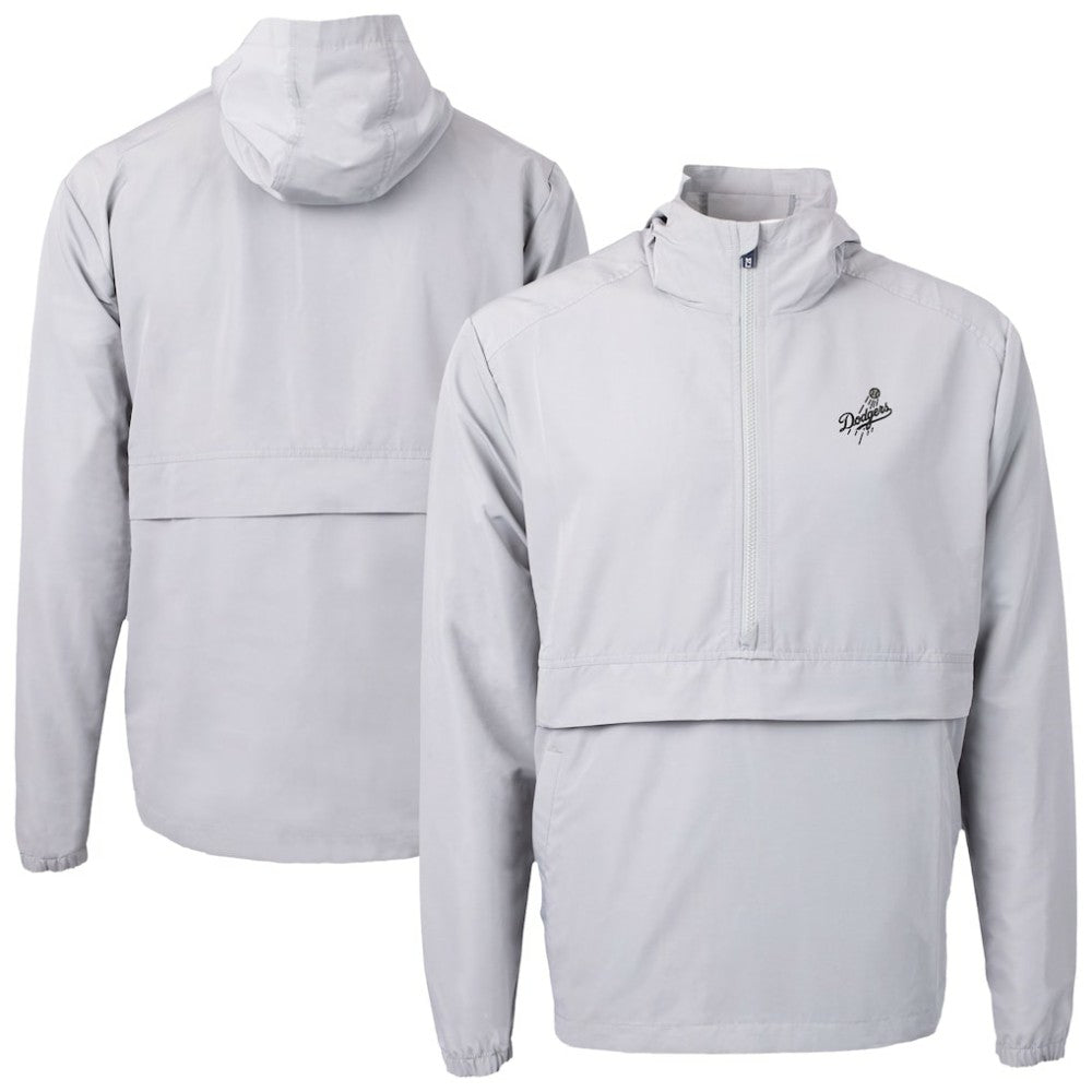 Los Angeles Dodgers Cutter & Buck Charter Eco Recycled Anorak Half-Zip Hoodie Jacket - Gray