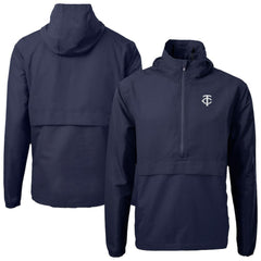 Minnesota Twins Cutter & Buck Charter Eco Recycled Anorak Half-Zip Hoodie Jacket - Navy