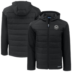 New York Mets Cutter & Buck Evoke Hybrid Eco Softshell Recycled Full-Zip Hooded Jacket - Black