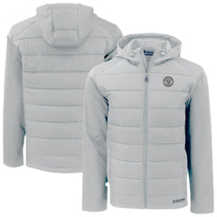 Milwaukee Brewers Cutter & Buck Evoke Hybrid Eco Softshell Recycled Full-Zip Hooded Jacket - Gray