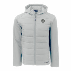 Milwaukee Brewers Cutter & Buck Evoke Hybrid Eco Softshell Recycled Full-Zip Hooded Jacket - Gray
