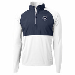 New York Mets Cutter & Buck Adapt Eco Hybrid Raglan DryTec Quarter-Zip Jacket - White