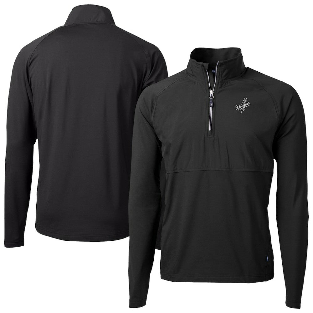 Los Angeles Dodgers Cutter & Buck Adapt Eco Hybrid Raglan DryTec Quarter-Zip Jacket - Black