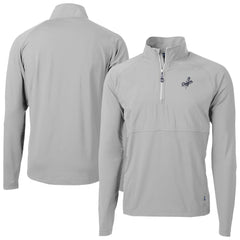 Los Angeles Dodgers Cutter & Buck Adapt Eco Hybrid Raglan DryTec Quarter-Zip Jacket - Gray