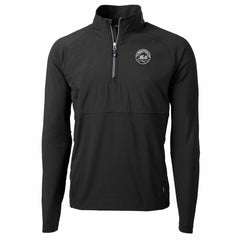 New York Mets Cutter & Buck Adapt Eco Hybrid Raglan DryTec Quarter-Zip Jacket - Black