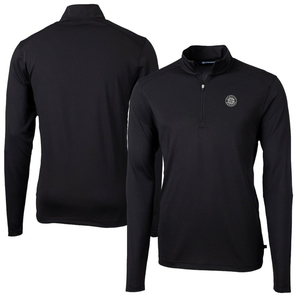 Seattle Mariners Cutter & Buck Virtue Eco Pique Quarter-Zip Jacket - Black